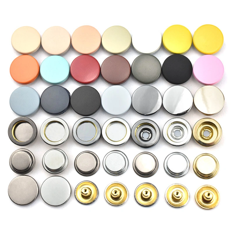 Good Quality Matt Black Metal Snap Button Acrylic Button for Leather Fabric Button 4 Parts Round Fastener Metal