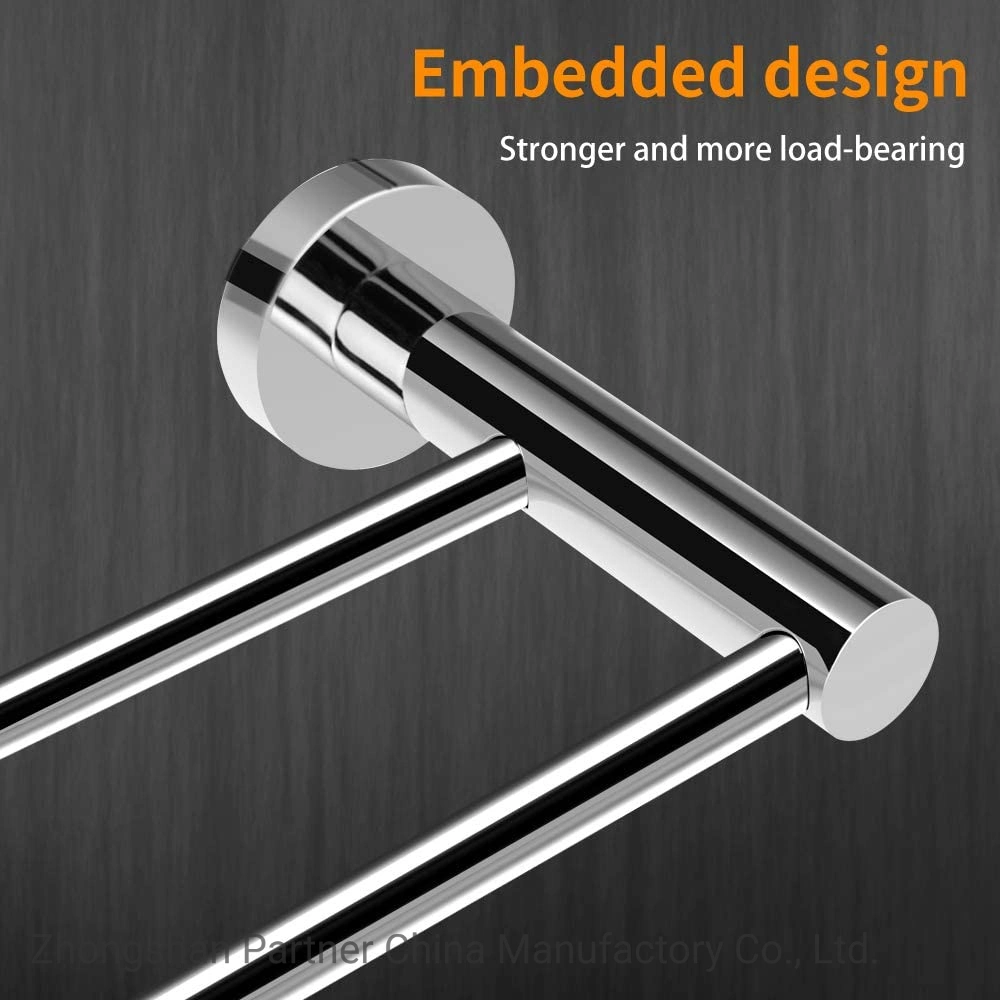 Stainless Steel 304 Big Round Base Double Towel Bar