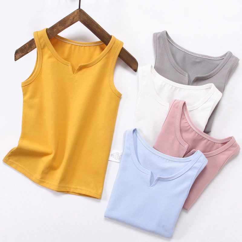 100% Cotton Kids Undershirt Sleeveless Solid Color Baby Girls Boys Tanks Vest Girl Camisole Tops Children Underwear