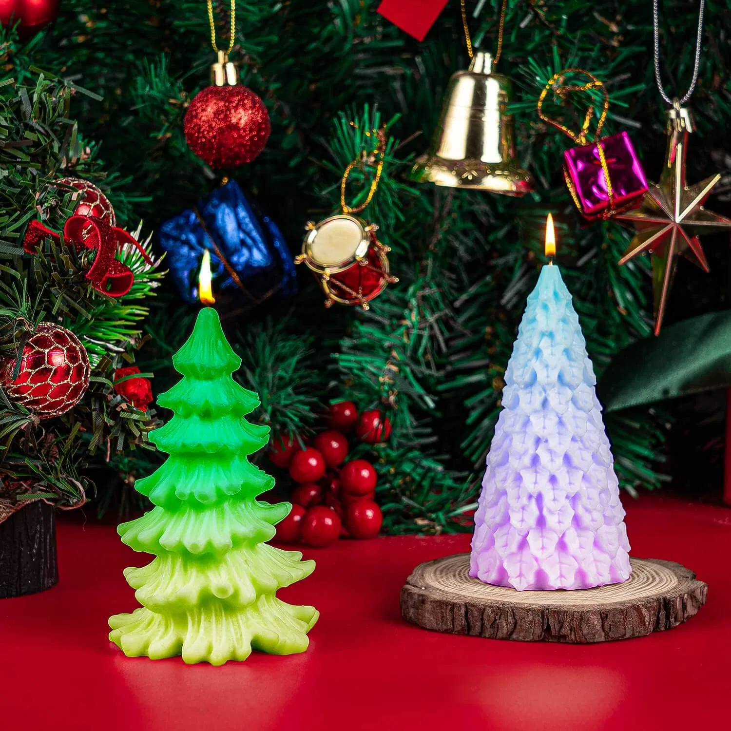 Forma de árbol de Navidad 3D molde de resina de la vela de silicona