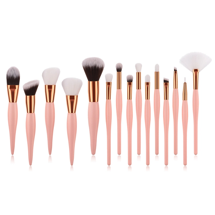 Beauty Tools 15PCS High quality/High cost performance  Makeup Brushes Set Foundation Gold Tube Pink Wooden Handle Brush Set Makeup