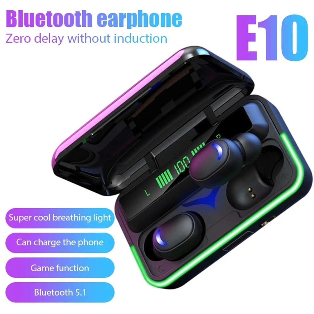 E10 Bluetooth Mini Kopfhörer TWS Sport Gaming Headset mit LED Anzeigen