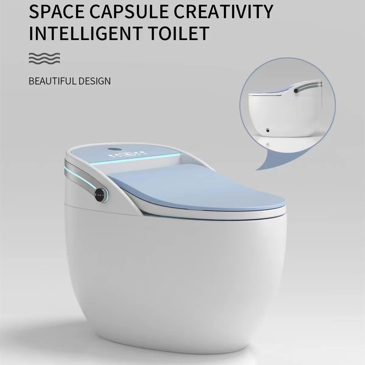 Modern Intelligent Ceramic Bathroom Sanitary Ware Wc Space Saving Waste Trap Smart Toilet with Waterproof Multifunction Control