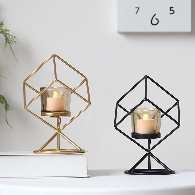 Iron Candlesticks Are Decorated with Geometric Lines