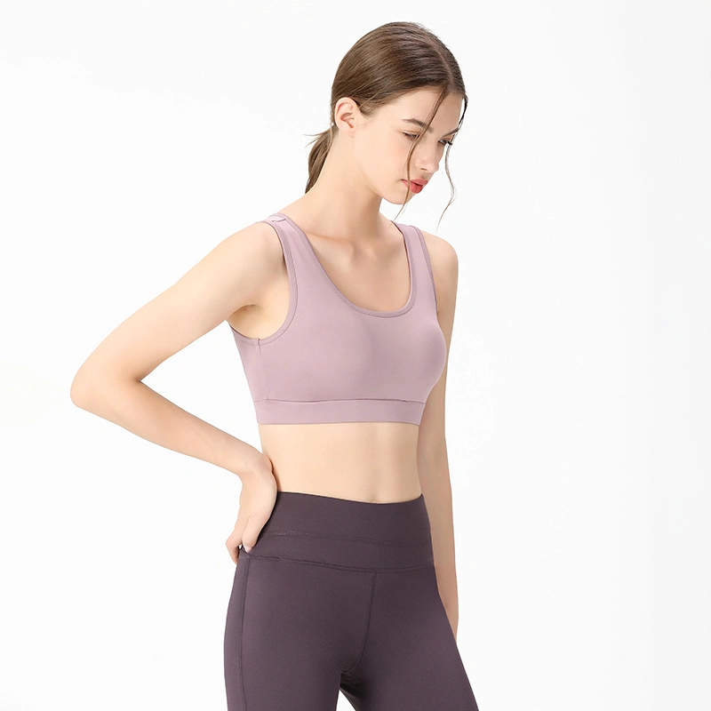 Espalda tirantes cruzados Sujetador para mujer ejercicio deportivo Sportswear con círculo Anillo