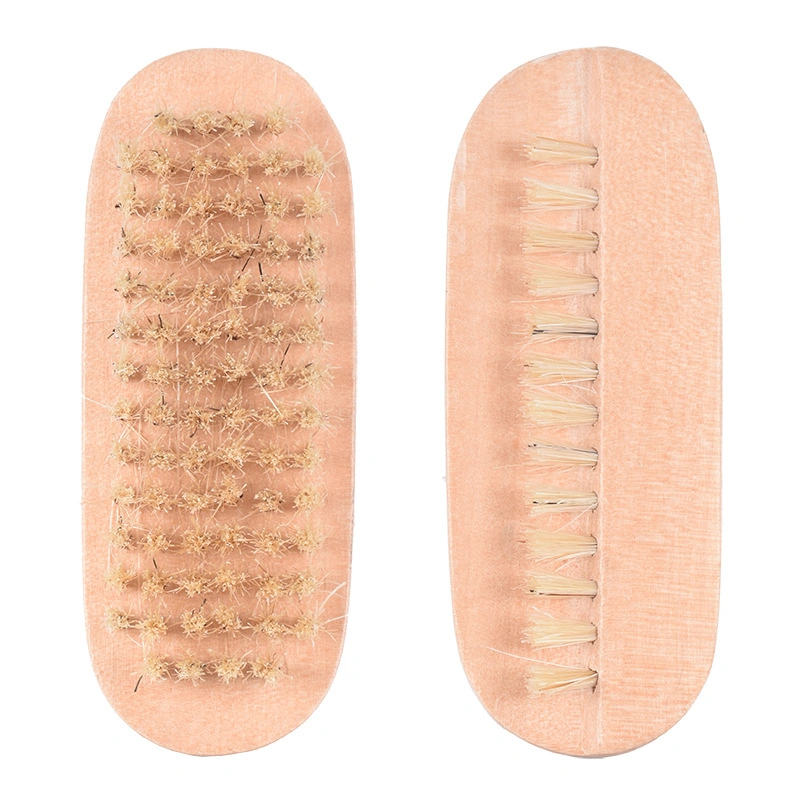 Simple Wooden Double-Sided Nail Cleaning Brush Oval Nail Washing Tool