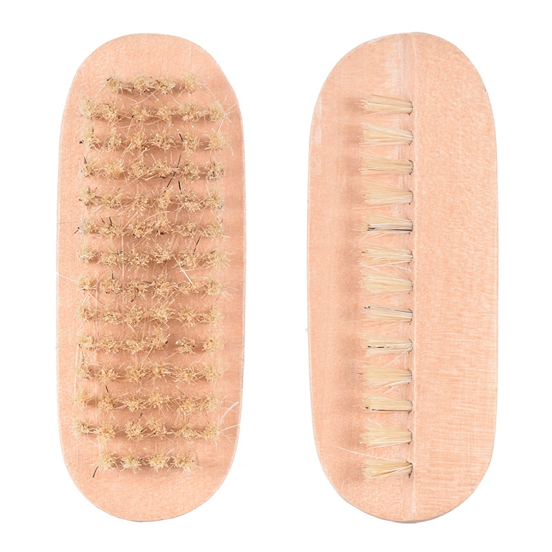 Brosse de nettoyage pour ongles double face en bois simple outil de lavage pour ongles ovales