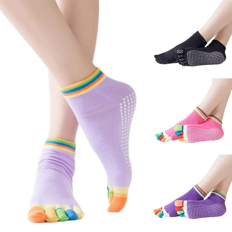Women Anti-Slip Yoga Socks Pilates Socks Fitness Gym Sports 5 Toe Socks