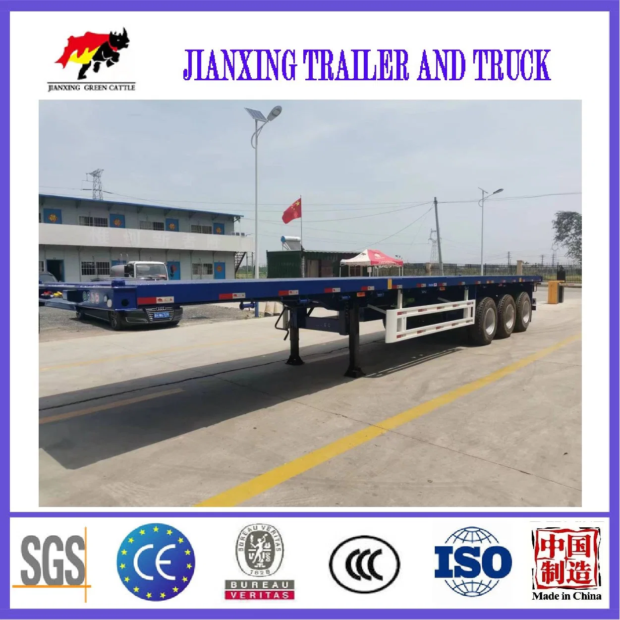 40FT Flatbed Container Semi Trailer Platform Used Flat Bed for Sale