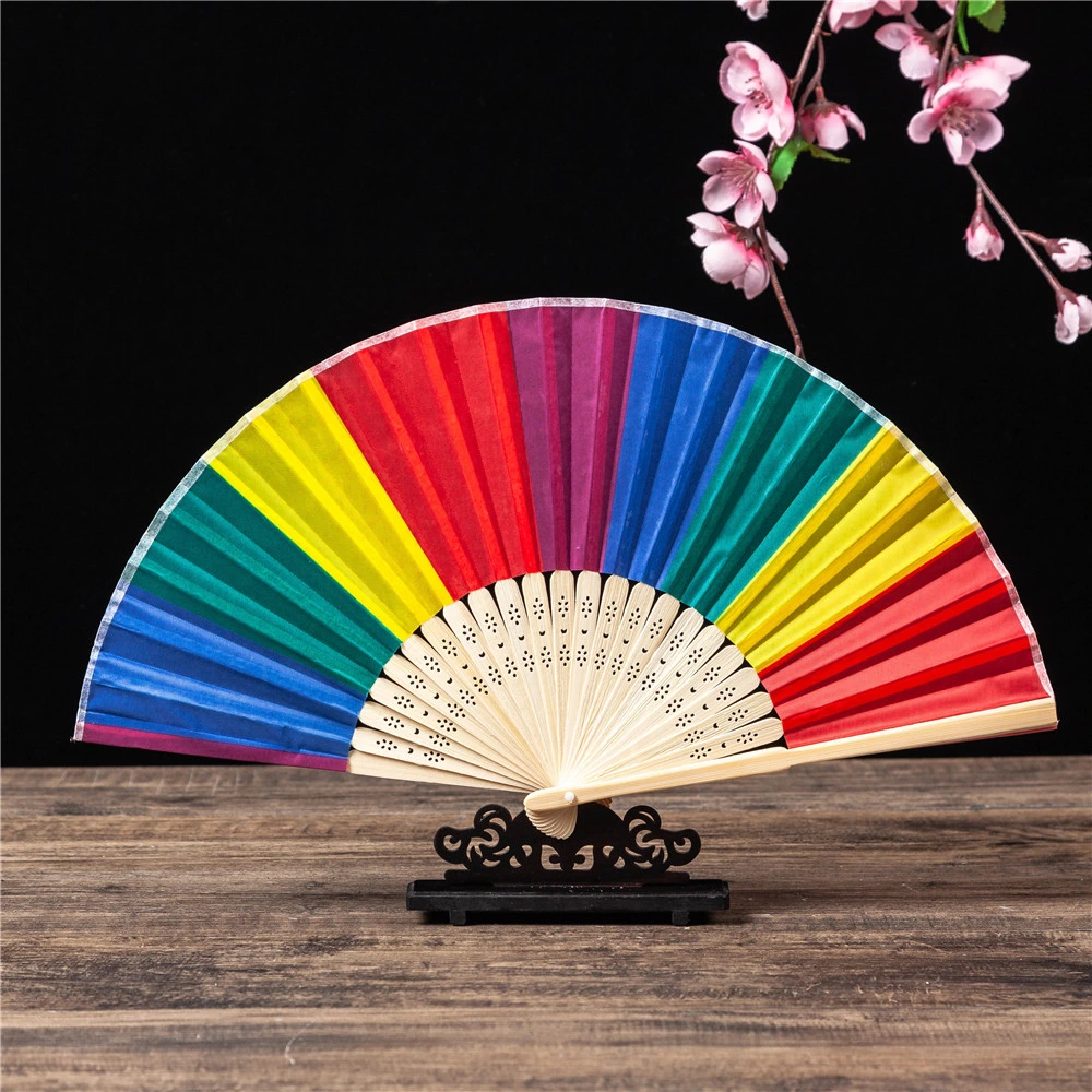 Arco iris Folding Abanicos promocionales personalizados Regalos para Empresas el logotipo impreso el ventilador de plástico de regalo