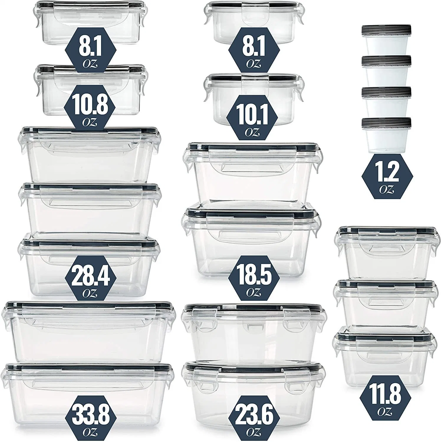 20pcs Set envases de plástico para almacenamiento de alimentos con tapas, cajas Bento herméticas, sin BPA Cajas de almuerzo de PP azul-amarillo personalizadas