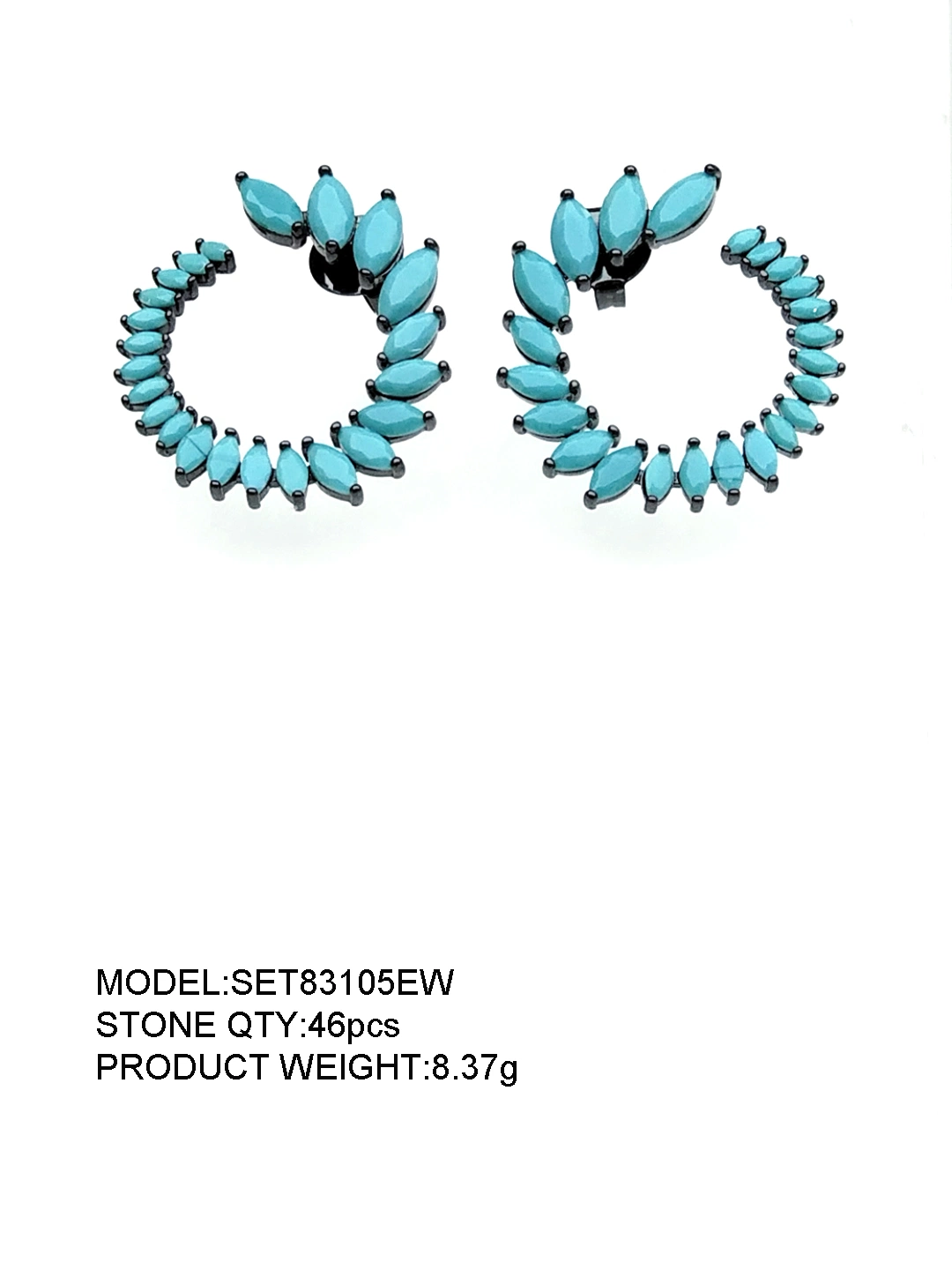 Factory Price Brass Jewelry Stud Earrings Emerald CZ Glass Paved Luxury Fashion Earrings Accessory