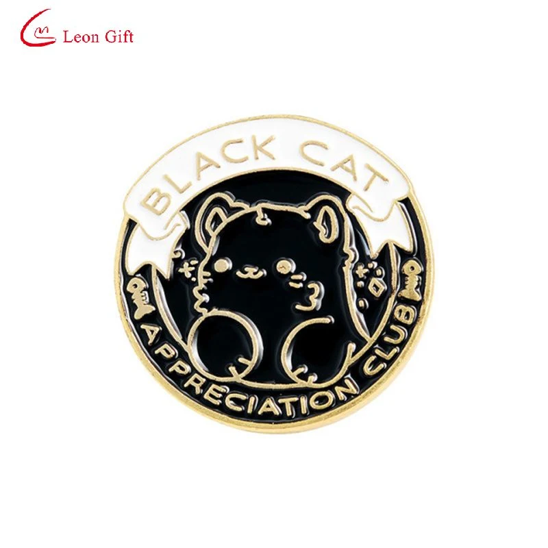 Custom Logo New Cartoon Cute Cats Round Puppy Animal Backpack Clothing Accessories Gifts Alloy Metal Hard Soft Brooch Enamel Badge Lapel Pin