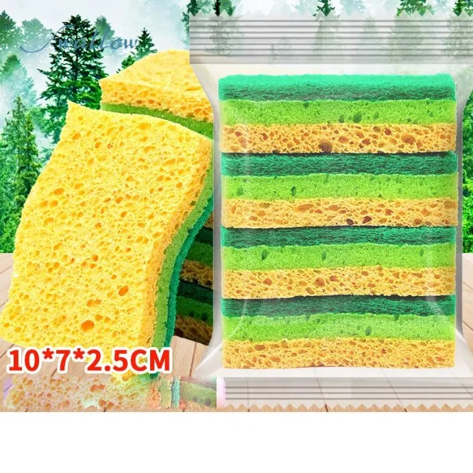 Wooden Pulp Cotton Sponge for Cleaning Kitchen Dishes Sponge Block for Household Dishes and Pans