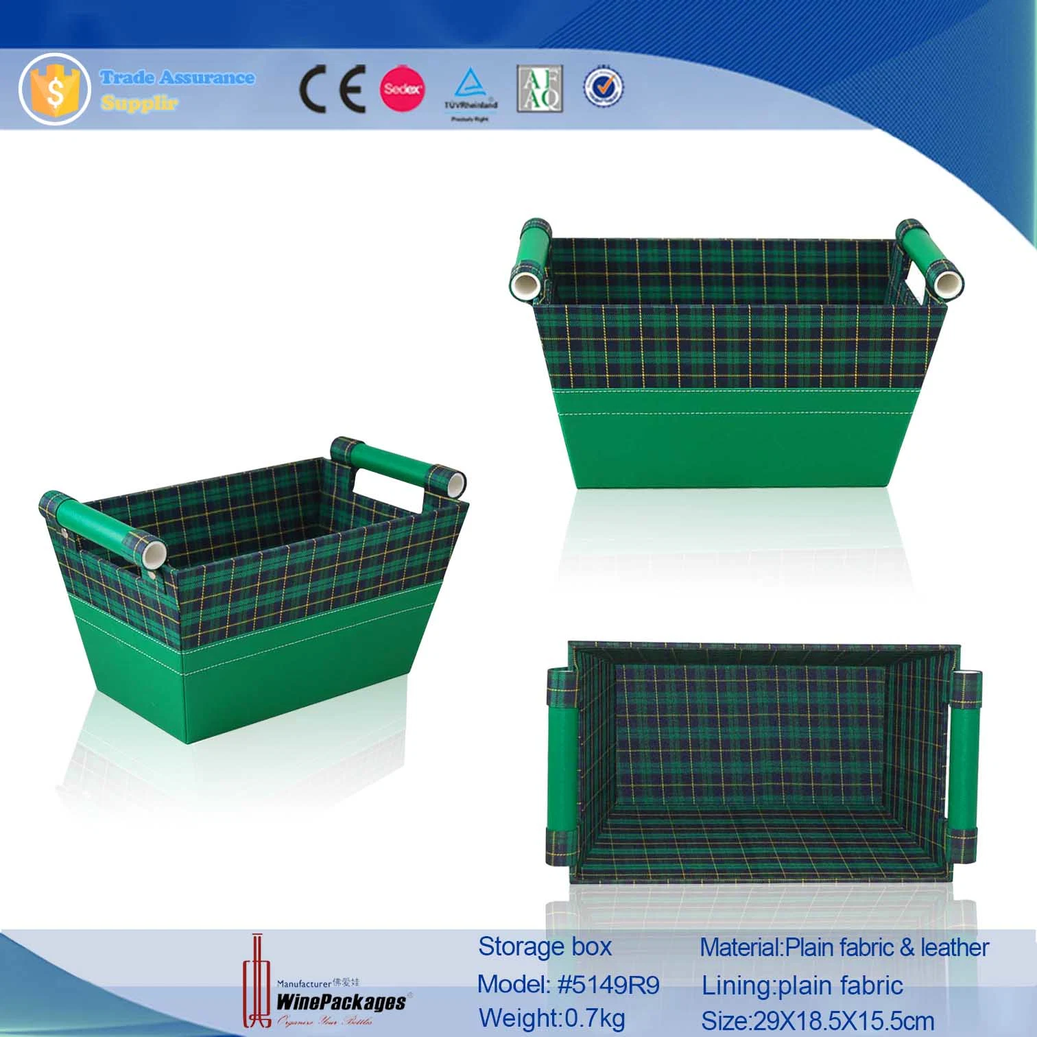 2023 New Styles Household Basket Fabric and Leather Storage Box