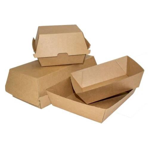 Premium Kraft Flower Burger Boxs - Flower Burger & Chips Boxes Takeaway Container Lunch Box