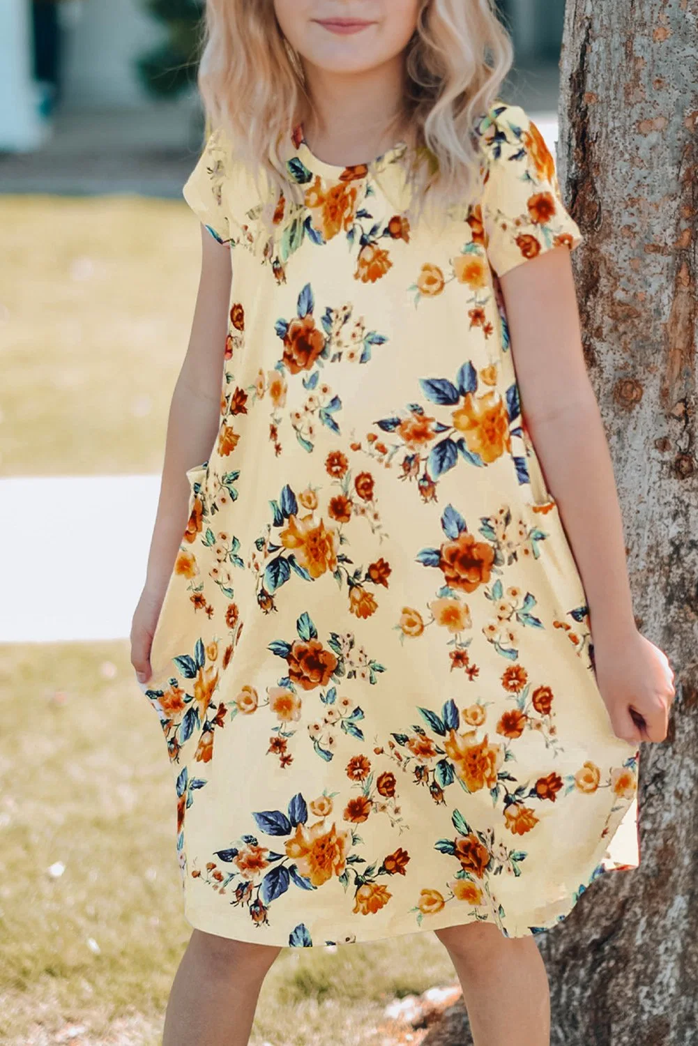 Factory OEM Summer Floral Cotton Print Sexy Short Sleeve MIDI Pleated Casual Dresses