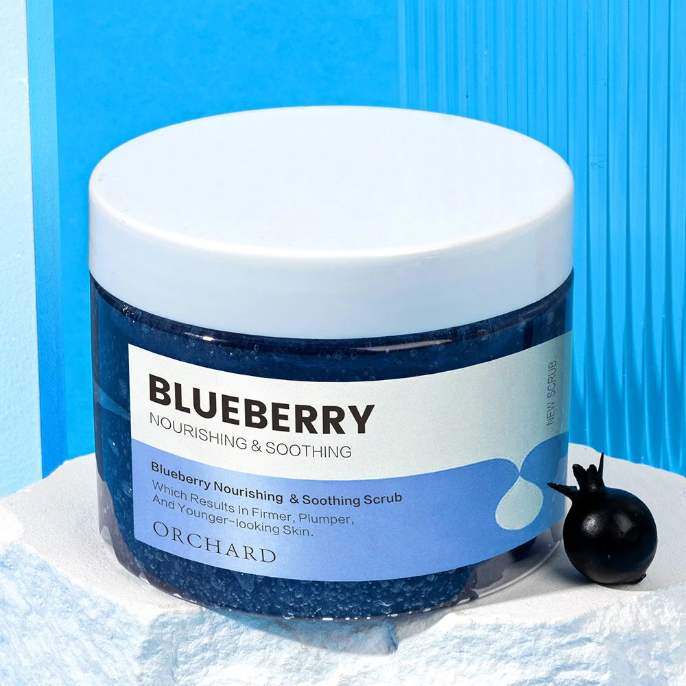 O logótipo personalizado Body Care suaviza e pele macia e seca e rachada Blueberry Scrub