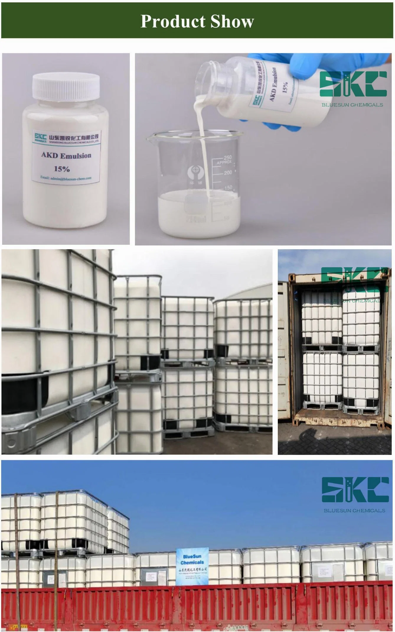 AKD Emulsion20%/ pH 2,0-4,0/ Agente de dimensionamiento de papel/ Ionicidad catiónica/ Papermaking/Chemicals