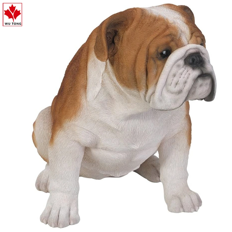 Realistic Bulldog Statue Hand-Painted Resin Figurine Home Decoration