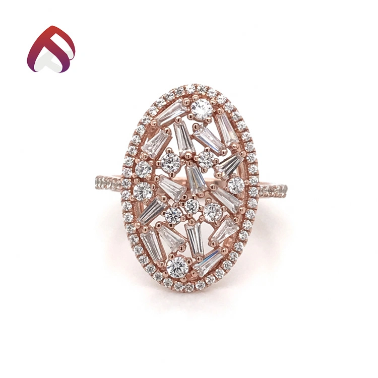 Fashion New Design Oval Shape Jewelry 925 Sterling Silver CZ Ring