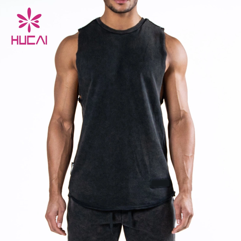 Atacado 100% Algodão Moda Masculina Roupas Esportivas Regata Lavada