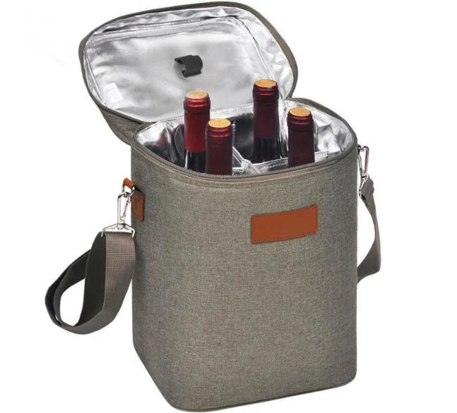 4 bolsa de viaje para botellas con relleno para llevar vino con asa Y correa ajustable para el hombro Bolsón de transporte de vino