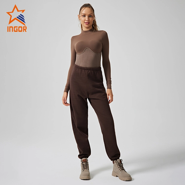 Ingor Sportswear Ladies Clothing Wholesale Custom Streetwear Women Long Sleeve T Shirt & Pants Sets Fashion Apparel