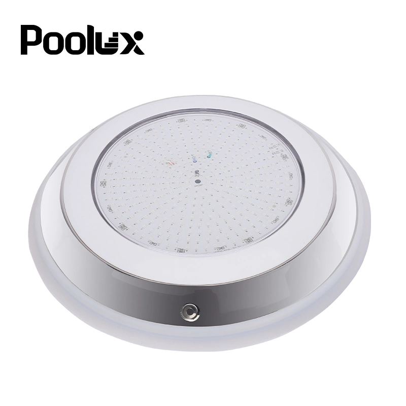 Poolux 2023 Nuevo IP68 RGB 12V 304 Acero inoxidable Submarino Lámpara de piscina LED de resina Lights de piscina finas