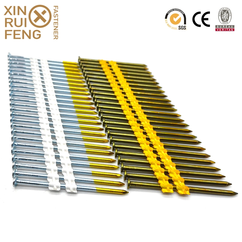 Xinruifeng Fastener Factory Supply HDG Mg Painted 21 Degree Framing Collated Plastic Strip Nails