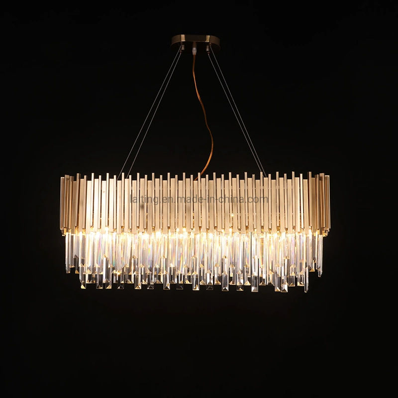 Rectangular Luxury Post Modern Chandeliers K9 Crystal Pendant Light Guzhen Hanging Lights Decorative Lighting