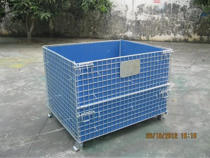 Foldable Galvanized Collapsible Wire Mesh Container Rolling Metal Storage Cage