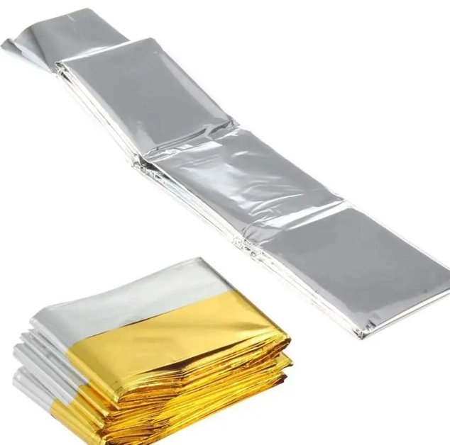 Camping hiver résistant au feu feuille d'aluminium argent Double face d'urgence Couverture de premiers soins thermique