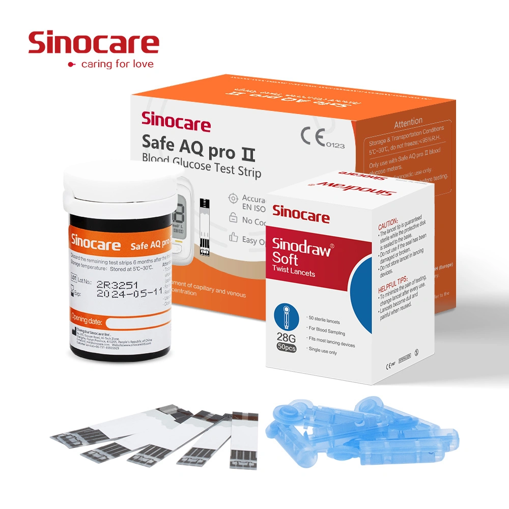 Sinocare Blutzuckermessgerät Elektronische Blutzuckermessgerät 50 Stück Blutzuckerteststreifen und 50 Stück Lancets