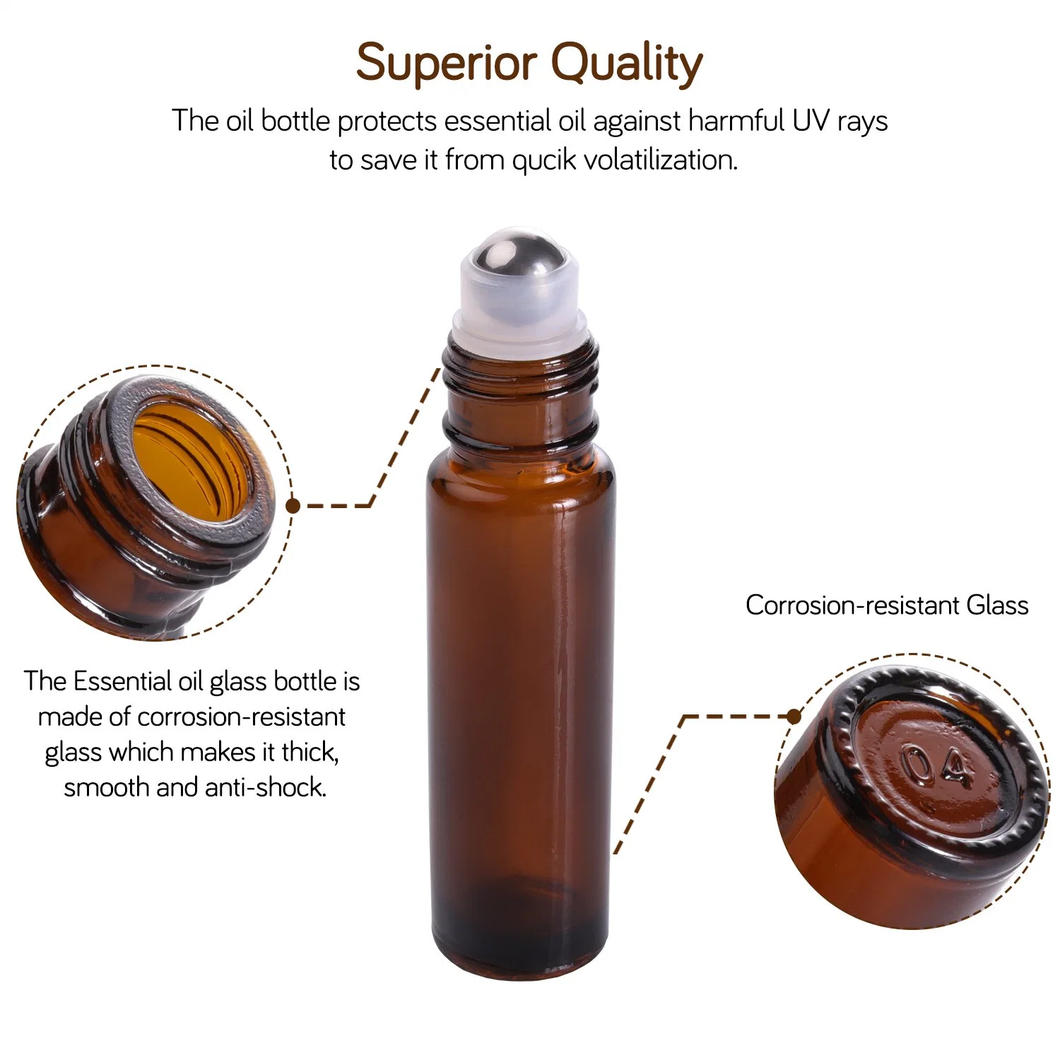 Glaswaren ätherische Öl-Rollenflaschen 10ml Amber Glas Kerzenhalter