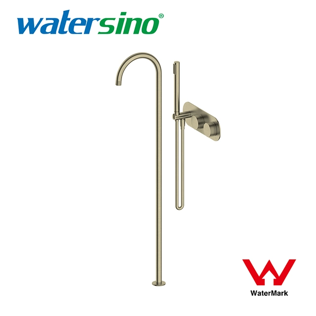 Watermark Full Solid Brass Brushed Knurled Round 5 Holes Shower Bath Basin Mixer Tap