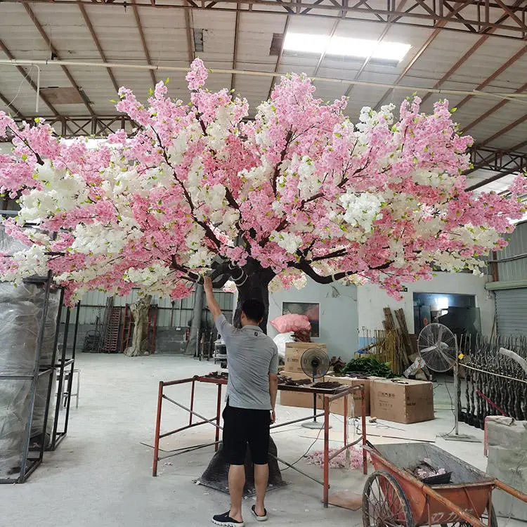 Custom Pink and White Flower Fake Sakura Large Big 2-6 Meters Artificial Cherry Blossom Tree for Indoor Outdoor Wedding Plant Decor