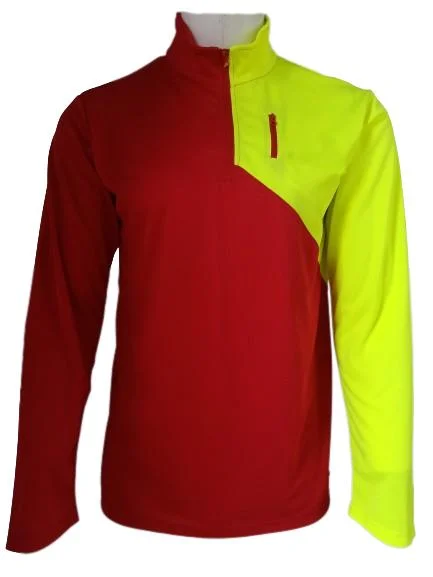 Mens Outdoor Breathable Sports Long Short Sleeve T-Shirt with Zipper