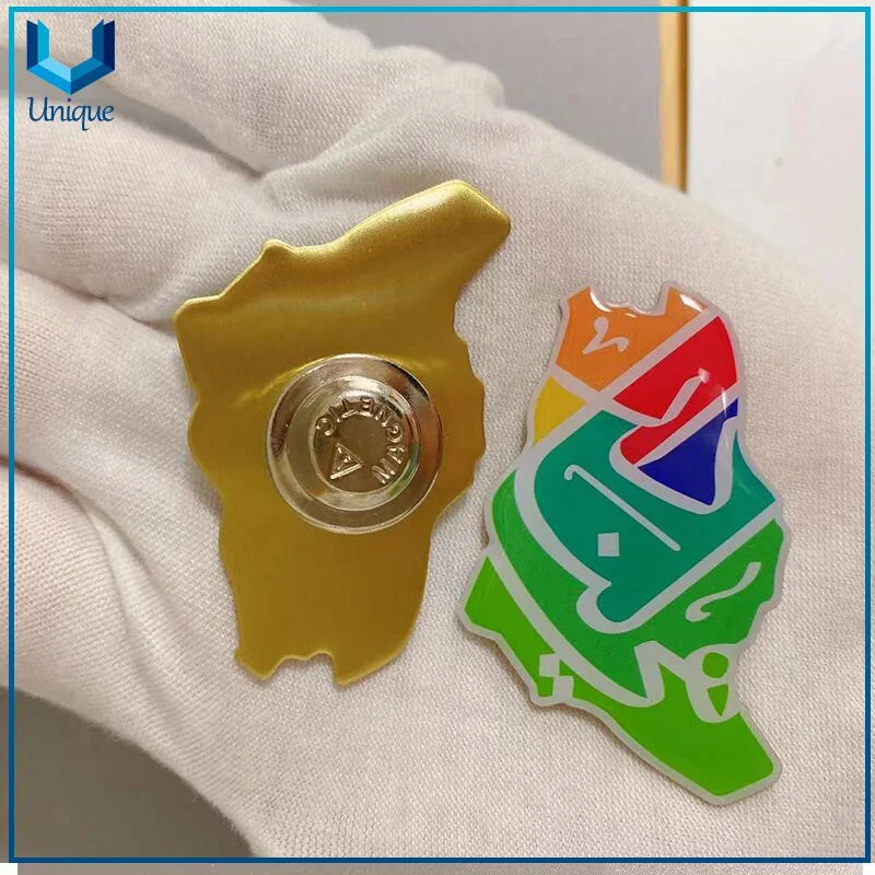 Custom Design Saudi Arab Brass+Printing with Epoxy Metal Brooch with Magnet, Factory Wholesale/Supplier Cheap Good Quality Offset Lapel Pin