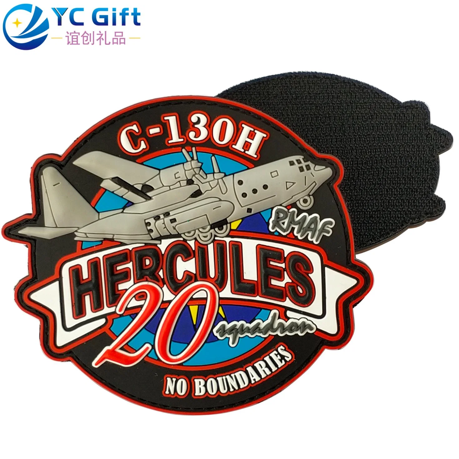 Original Factory Custom Malaysia Art Crafts Garment Decoration Woven Label 3D Uniform PVC Rubber Airplane Model Patch with Velcro