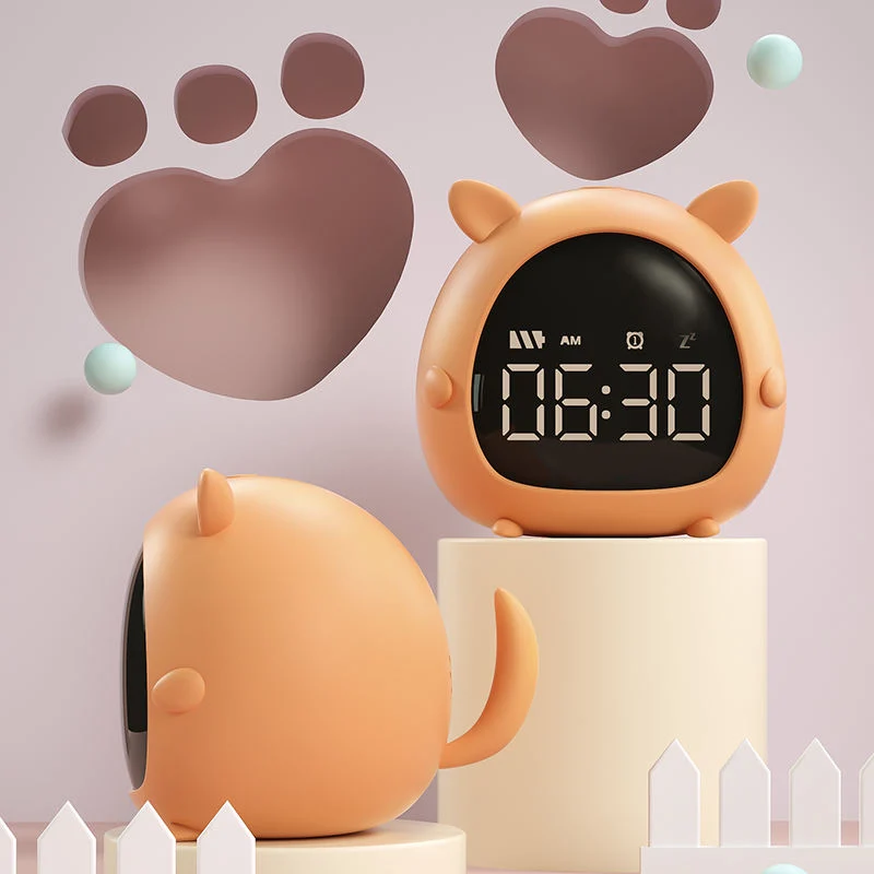 Adorable PET Spirit enfants silicone LED Digital pour enfants réveil