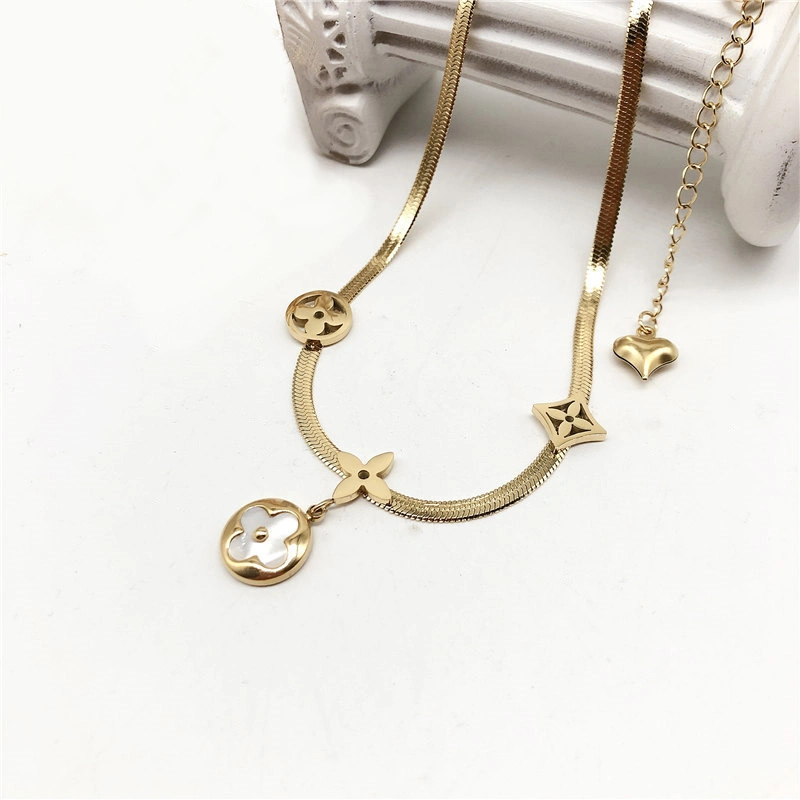 Manufacturer Custom Fashion Jewelry High quality/High cost performance  Tarnish Free Designer Brand Replica Jewellery Women Necklaces 14K 18K Gold Plated Stainless Steel Necklace