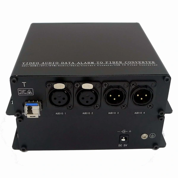 بث الصوت المتوازن XLR 4-CH إلى محول الألياف الضوئية صوت XLR عبر ليف LC واحد