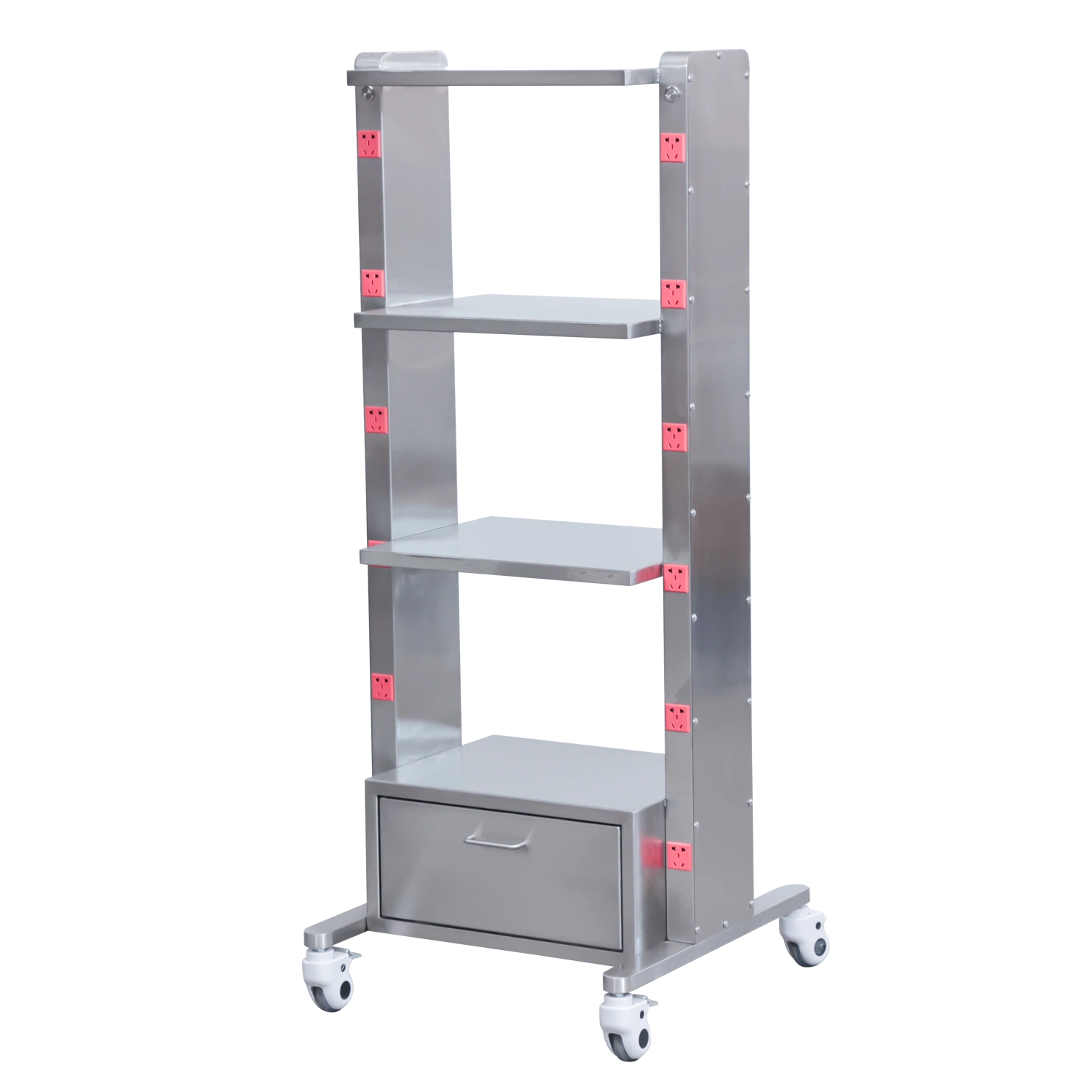 Stainless Steel Trolley Three Layers with Drawer Surgical Equipment Instrument