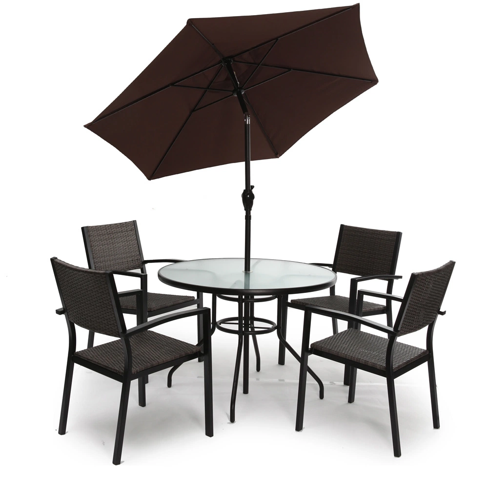 Factory Price Outdoor Garden Furniture Sets with Dining Chair Round Table for 5 PCS Set Customizable