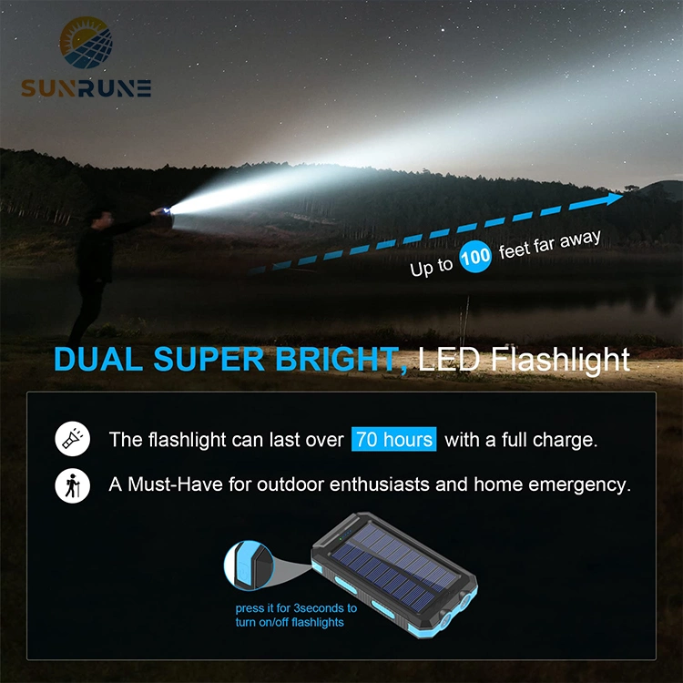 Outdoor Waterproof Mobile Phone Charging 20000mAh Solar Power Bank Wireless Charger