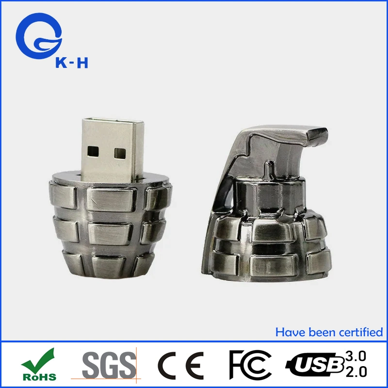 USB Metallic Hand Grenade USB Flash Memory Stick 16GB 32GB