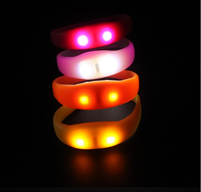 Concert Party Used Sound Activity Silicone LED Bracelet with on/off Button