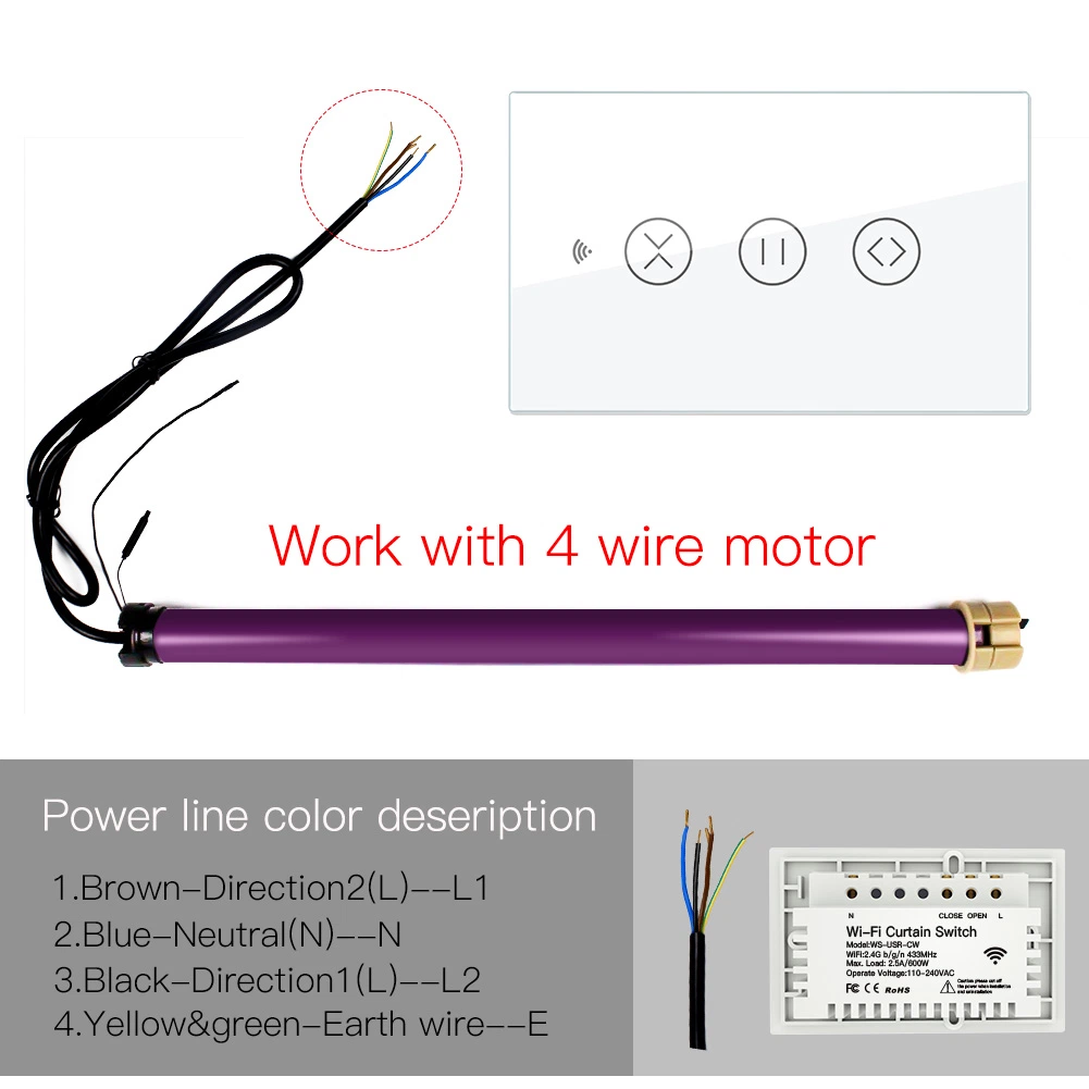 Tuya Vorhang Smart Wall Switches 1/2 Gang Elektrische Drahtlose Fernbedienung Steuerung WiFi RF Rollläden Shutter Track Rail Smart Life Alexa Curtain Touch-Schalter