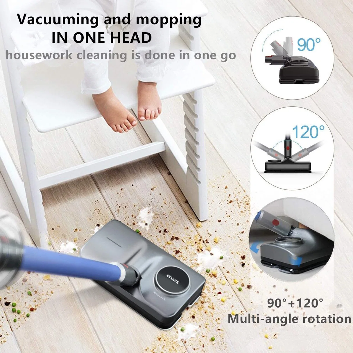 Vacuum Cleaner Spin Mop Head for Dyson Wet and Dry Floor Brush Home Cleaning Tool